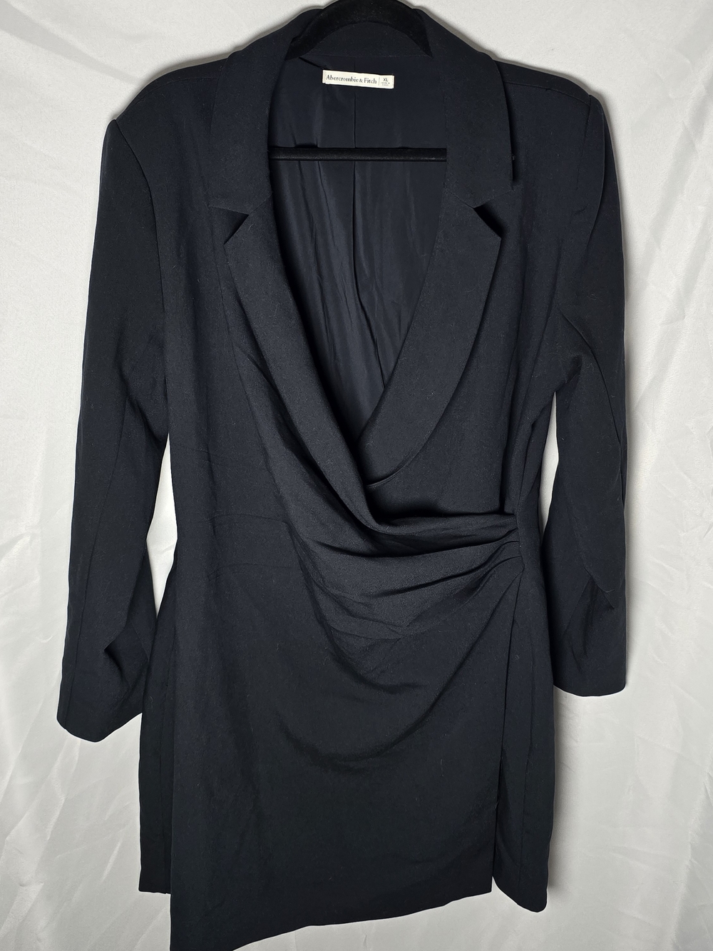 Abercrombie & Fitch Draped Faux Wrap Black Blazer Jacket Mini Dress, Sz XL